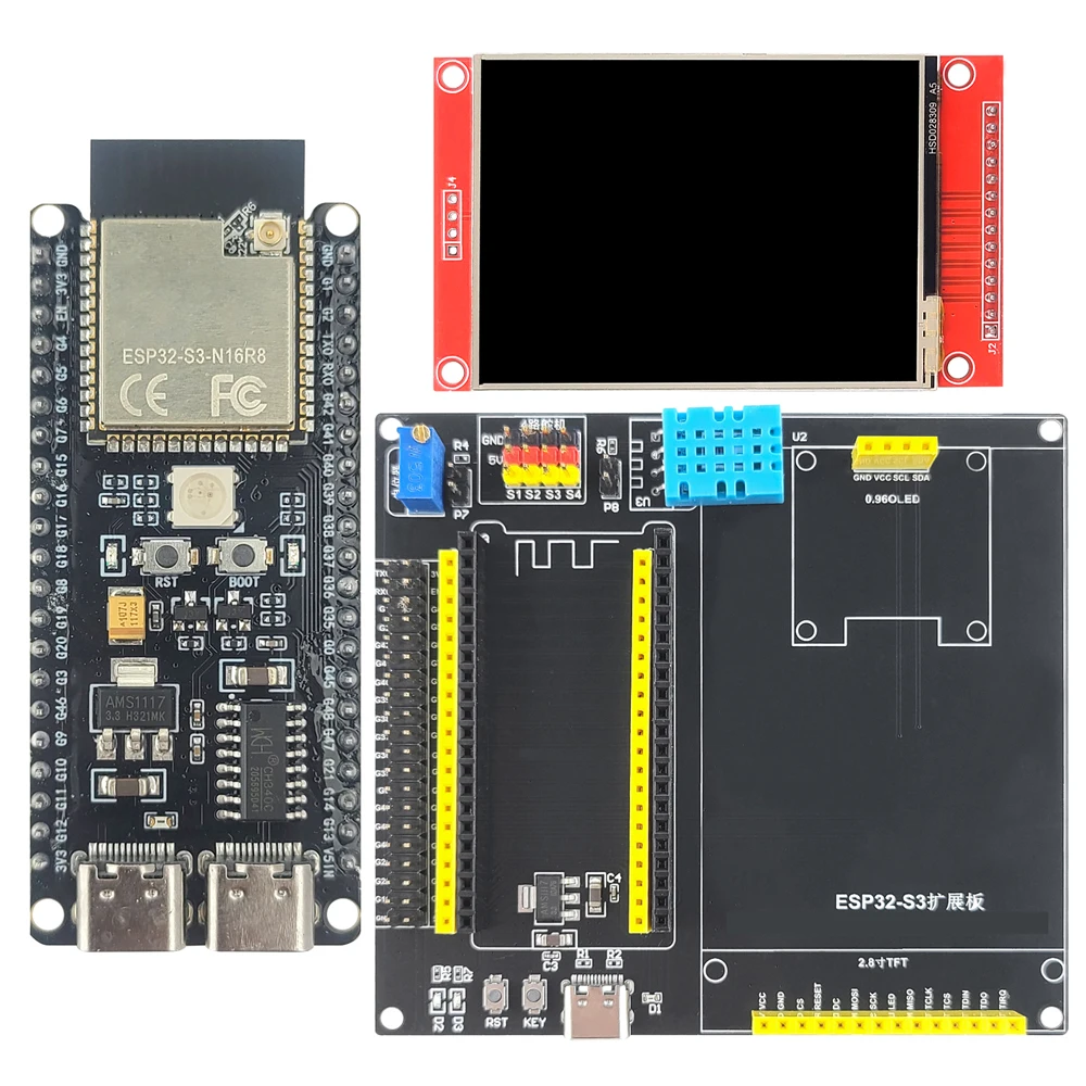 Esp32 S3 Devkitc 1 - ESP32-S3-DevKitC-1 開発ボードキット。2.8インチTFT LCD、Bluetooth 2.4G Wi-Fiモジュール、8MB PSRAM、16MBフラッシュメモリ、N16R8、42ピン、CH340C、Type-Cを搭載。