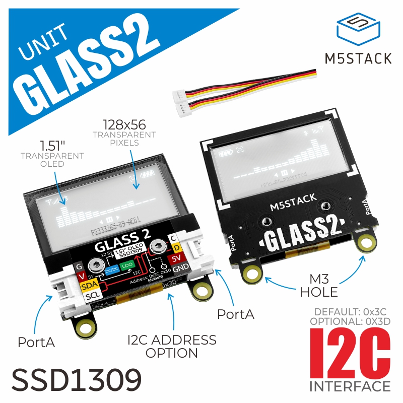 M5Stack Core2 - M5スタック公式oledglass2ユニット、1.51 